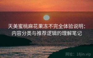 天美蜜桃麻花果冻不完全体验说明：内容分类与推荐逻辑的理解笔记